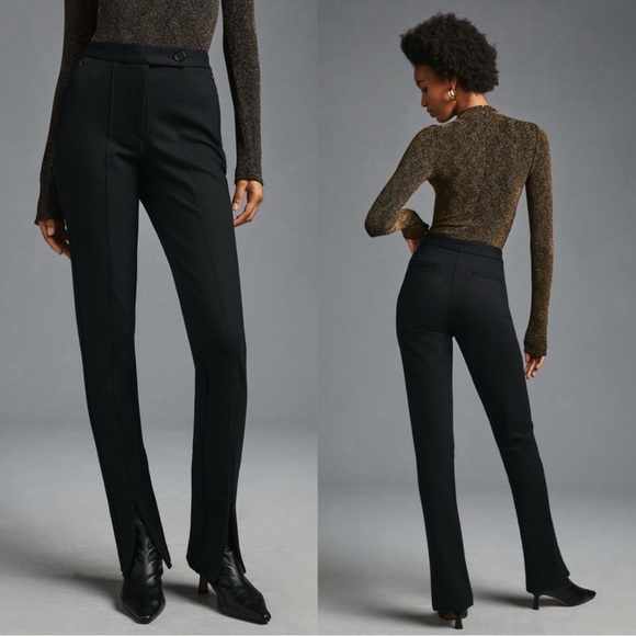Anthropologie Maeve Ankle Zip Pants Black Size 10 Career Office - Picture 1 of 11